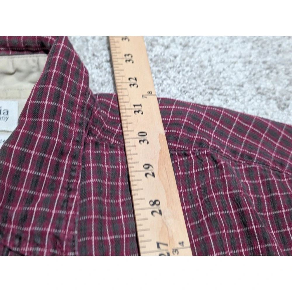 Columbia Vintage Flannel Shirt Men's XL Burgundy Plaid‎ Long Sleeve Outdoor